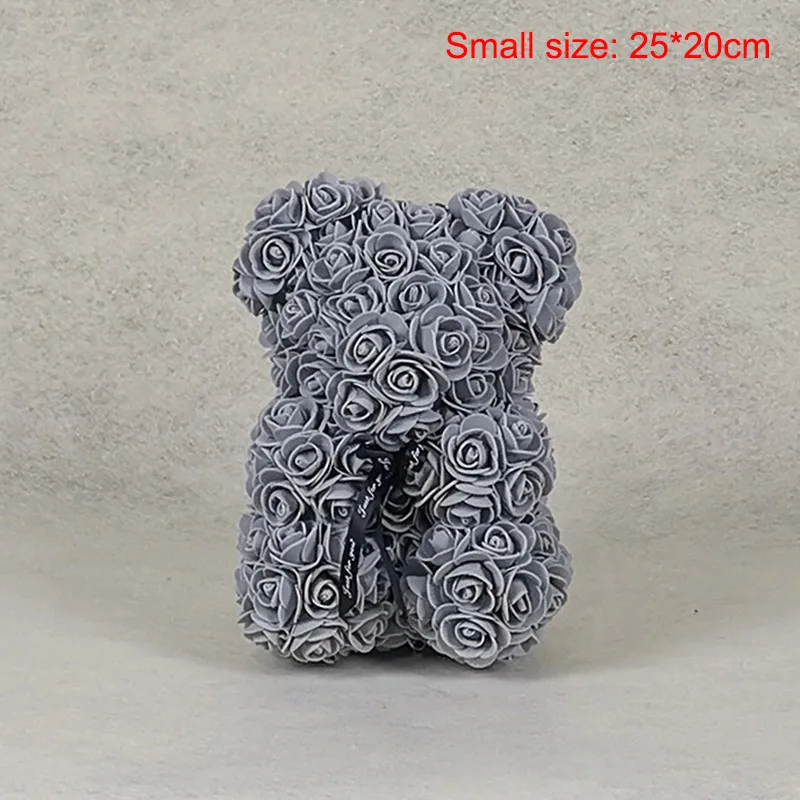 Small gray Искусственные цветы Роза медведь девушка Юбилей Рождество День Святого Валентина подарок на день рождения для украшения свадебной вечеринки - Цвет: Small gray