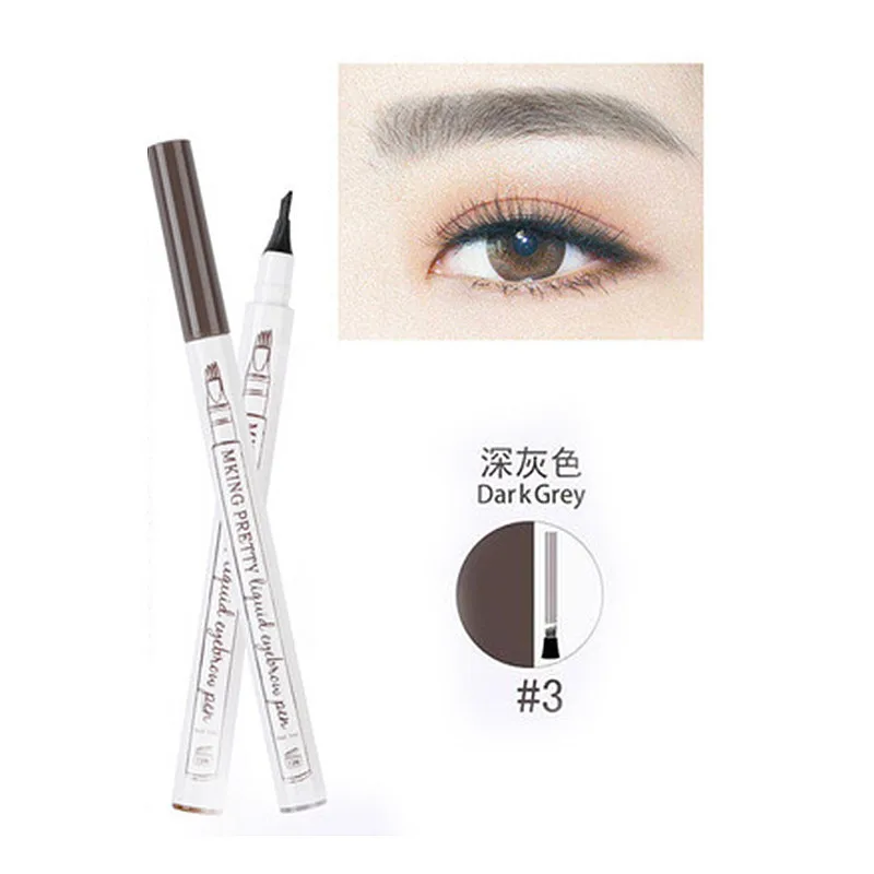 Жидкий карандаш для бровей водостойкий коричневый с татуажной краской