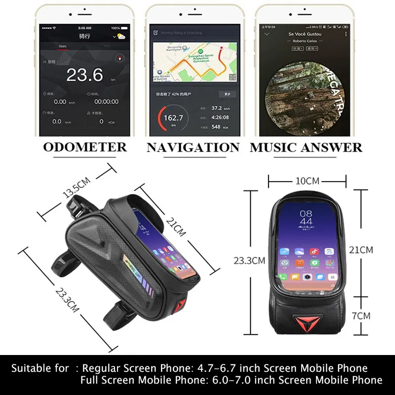 wheel up rainproof bicycle top tube bag touch screen phone cases 7 inch bike bag front with sun visor cycling assessoires free global shipping
