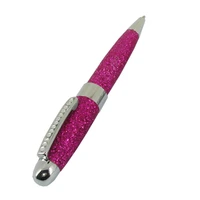 acmecn mini mb style ballpoint pen with crystal pu leather glitter pens lady birthday gift jewellery crystal bling writing pen