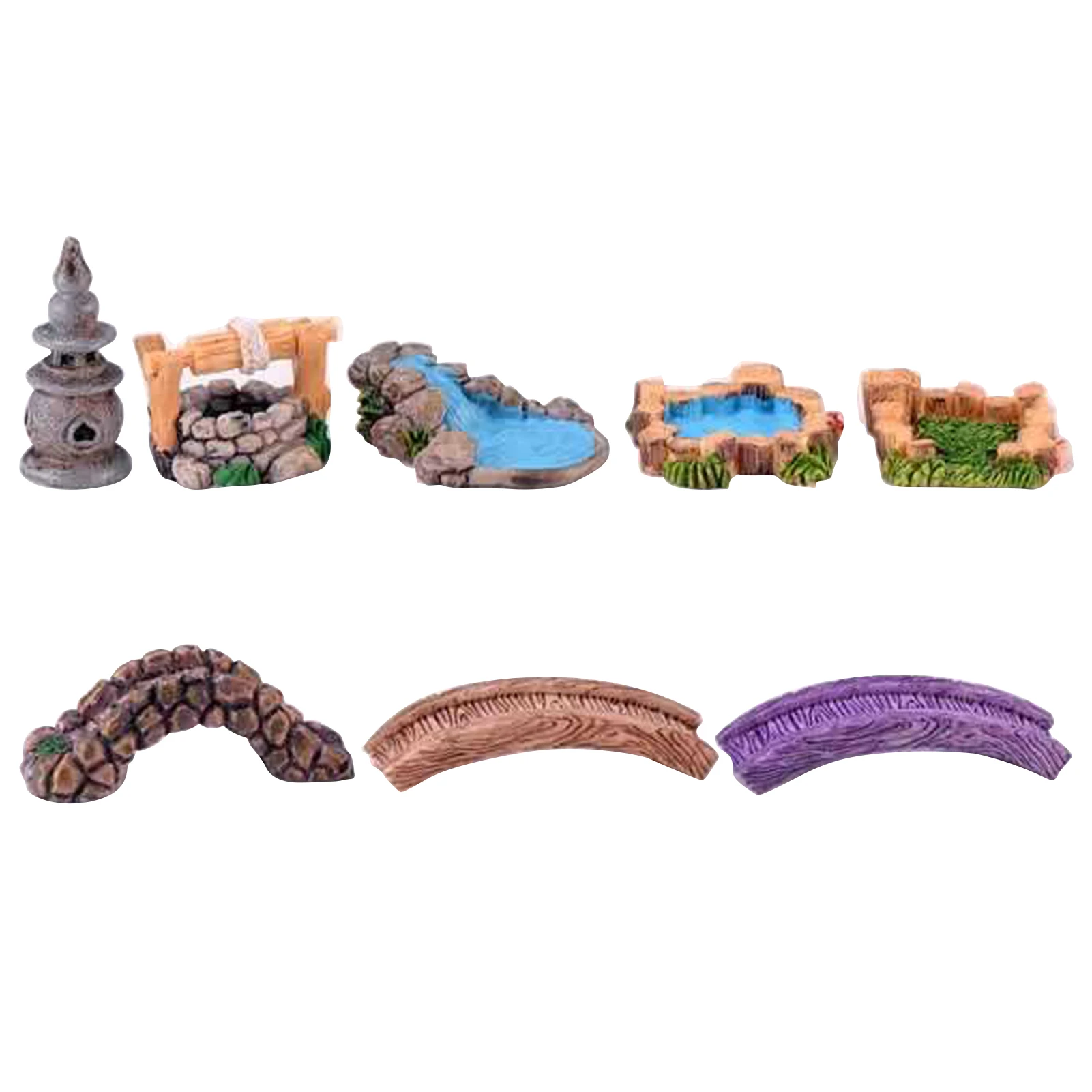 

8pcs Outdoor Garden Crafts Home Decor Miniature Simulation Fish Tank Gift Lawn Micro Landscape Ornament Figurine Pool Aquarium