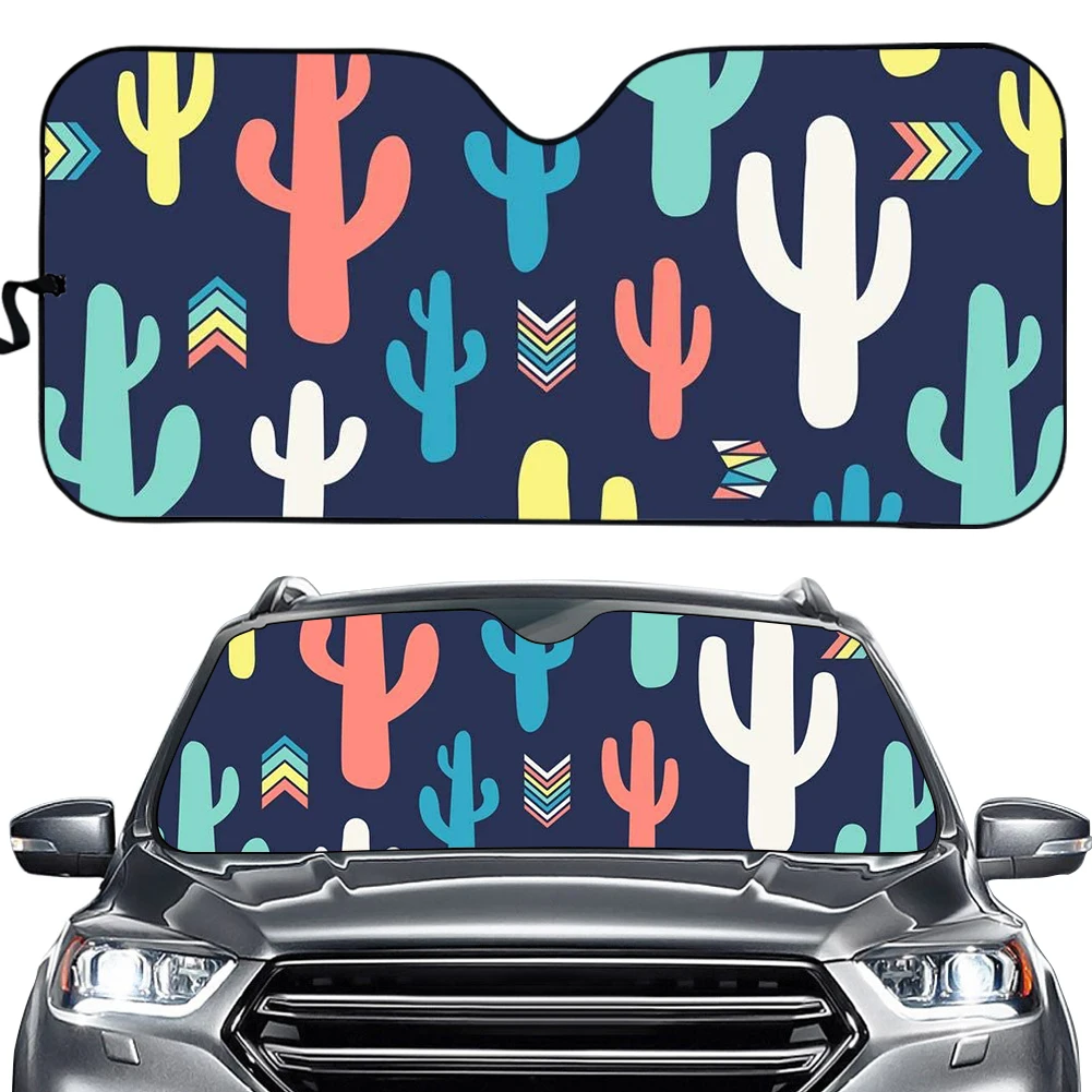 

PinUp Angel Cartoon Cactus Printed Car Sunshade for Front Window Universal Car Accessories Auto Gloss Sun Shade Cover Hot