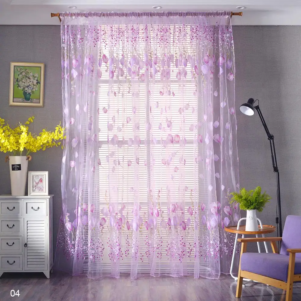 1*2 7 м тюльпан Цветочная вуаль занавеска Красивый Декор для дома дверь окно панель