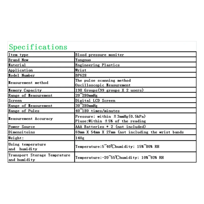 Цифровой ЖК монитор артериального давления на запястье Автоматический