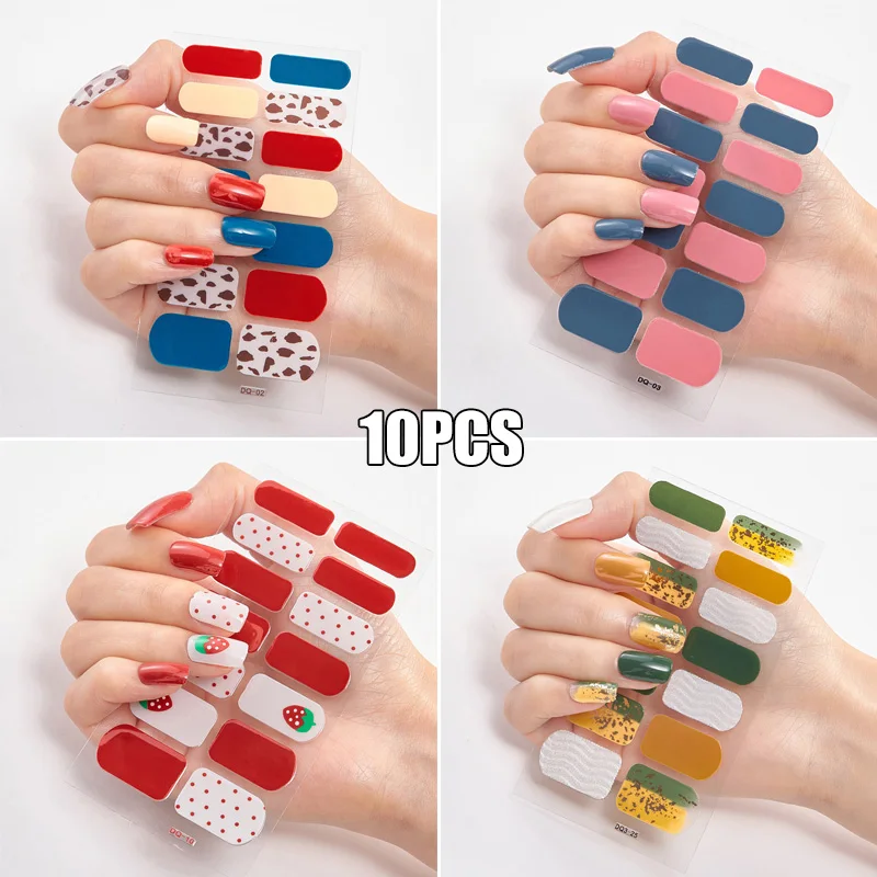 

10 Sheets 3D Bronzing Nail Stickers Full Cover Nail Wraps Decal Manicure Supplies ZGOOD