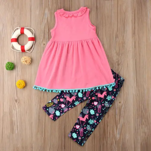 2 шт. детский летний комплект из топа и леггинсов без рукавов | Мать ребенок