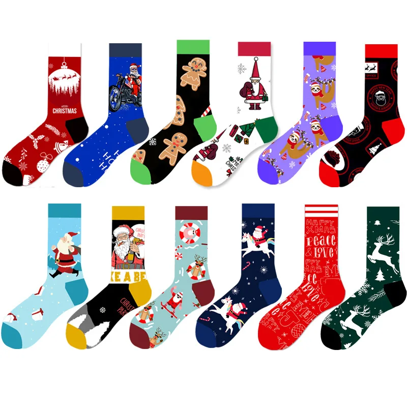 1 pair of Christmas woman socks cute candy cane elk Christmas tree cartoon socks 2021 fashion trend personalized cotton socks