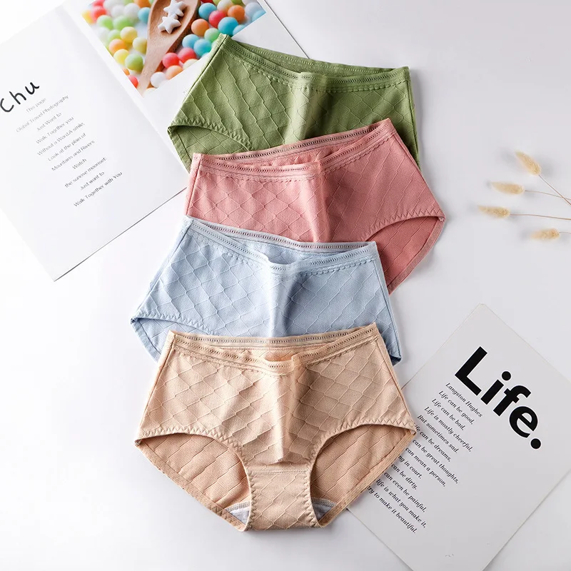 

Minimalist Women's Panties Graphene Antibacterial Cotton Sexy Ladies Briefs Mid Waist Texture Casual Retro Girl Lace Underwear