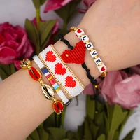 2021 miyuki rice beads bracelets hand woven love natural shell tila beads jewelry for women ethnic style bracelet