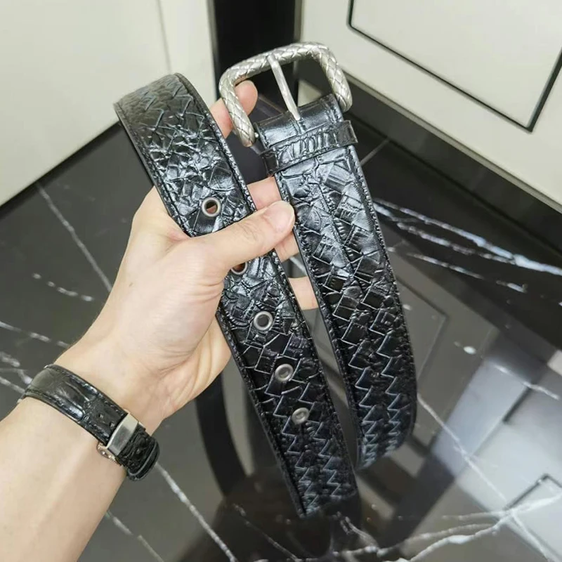 

Fashion Men Braided Belts Genuine Leather High Quality Luxury Design Cow Skin Vintage Waist Belt For Jeans Casual Waistban