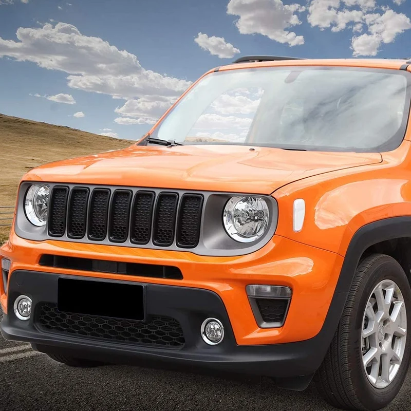 for Jeep Renegade 2019 2020 Front Grille Inserts Exterior Accessories ABS Black 7 Pack | Автомобили и мотоциклы