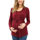 ARLONEET, Женский Топ для беременных и кормящих, двухслойная блузка для беременных, кормящих грудью, с длинным рукавом, одноцветная рубашка, топы, CA23