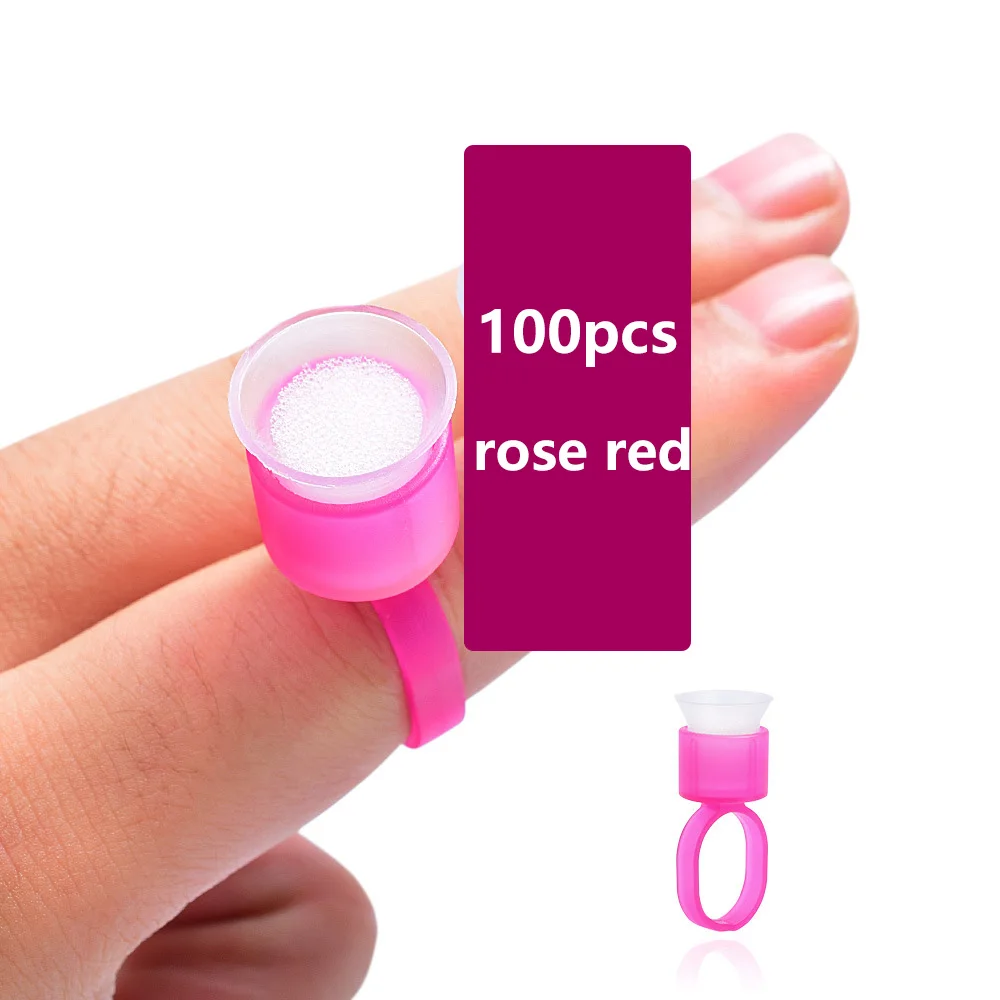 

100pcs Tattoo Ink Ring Cups Glue Cap with Sponge Microblading Pigment Cup Tattoo Tool Holder Permanent Makeup Accessories Supply