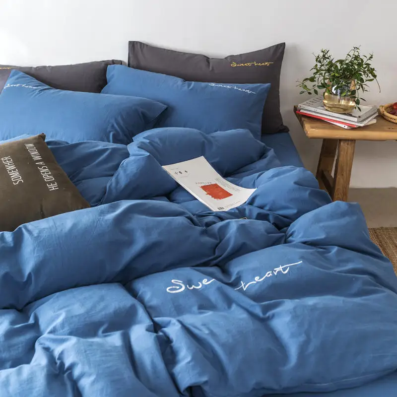 Королевский синий комплект постельного белья монопольный пододеяльник из