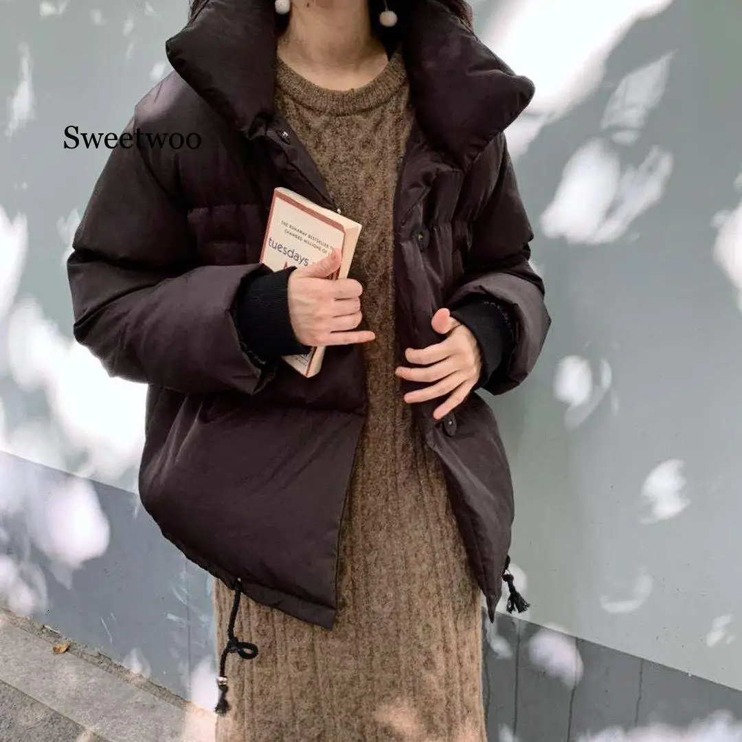 Thicken Women Winter Parkas Loose Cotton Jacket Clothing Oversize Fashion Solid Coat Female Warm Stand Collar Outwear