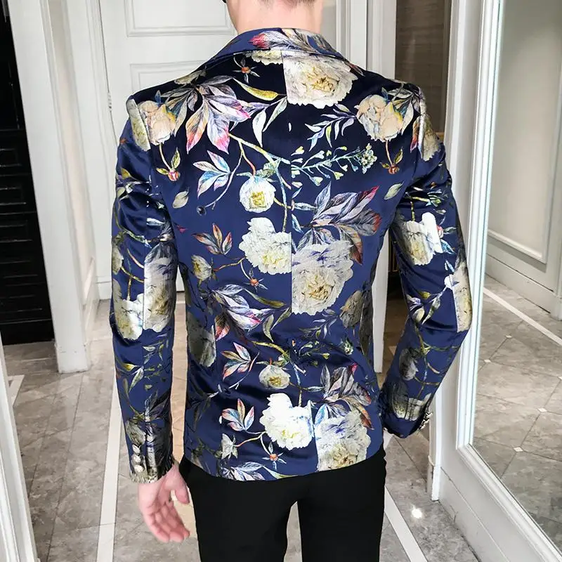 Блейзер мужской блейзер с цветочным принтом приталенный повседневный пиджак