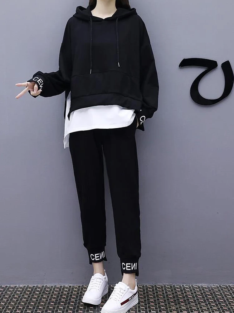 

Solid Casual Tracksuit Women Sports 2 Pieces Set Sweatshirts Pullover Long Sleeve Hoodies Suit 2021 Home Sweatpants 2021