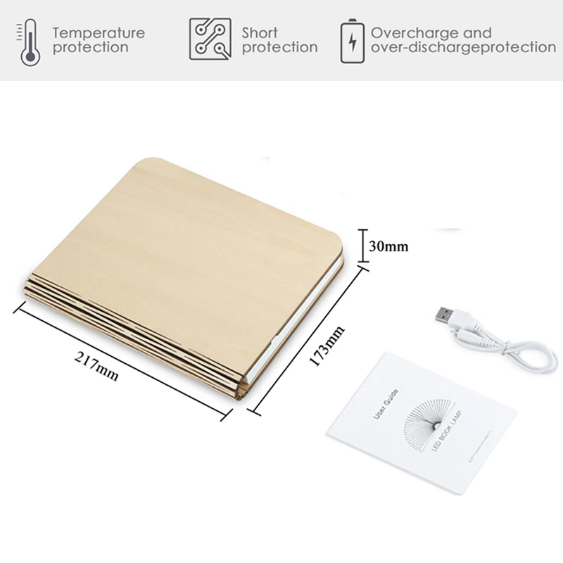 

Homhi Creative Night Light Led Book Styling Home Decoration Library Living Room Bedroom Usb Powered Discoloration Wood White