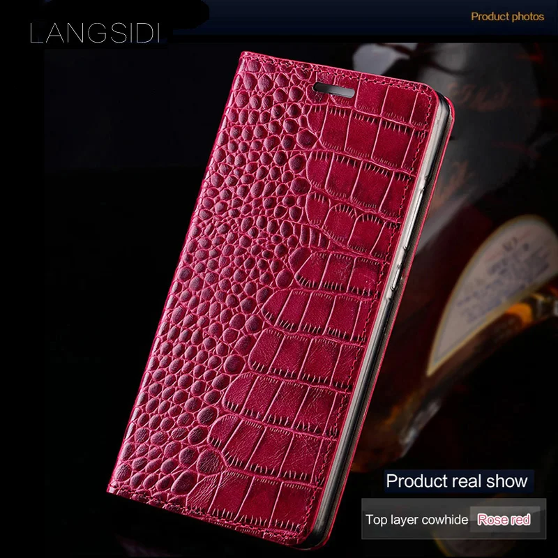 

LANGSIDI genuine leather case For iPhone 12 13 14 Pro max 13 mini full protection crocodile texture cover for iphone 13 pro max