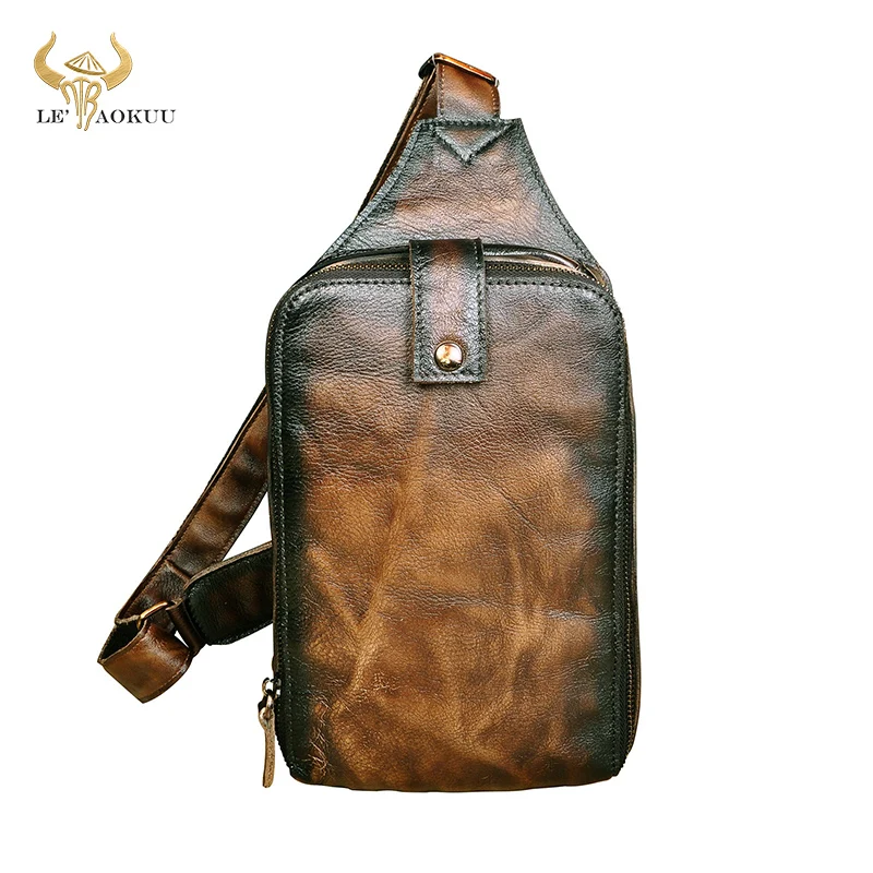 Повседневная модная мужская нагрудная сумка из натуральной кожи Лидер продаж