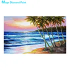 Morning Glow кокосовое дерево пляжная Алмазная картина Круглая Полная дрель DIY мозаика вышивка 5D Вышивка крестиком морские волны сценический узор