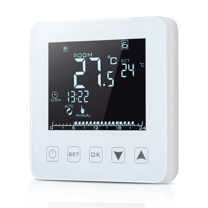 

Speaker Control HY08WE-2 Electric Heating Thermostat Digital Thermometer LCD Display Black With WIFI Function Floor Heating Film