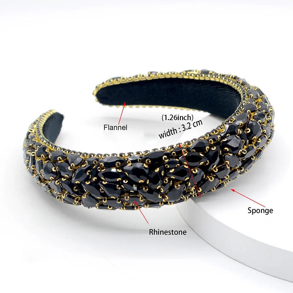 

2021 Shiny Padded Rhinestones Headbands Womens Diamond Crystal Hair Bands Fashion Wide Hair Hoop Luxury Hair Accessories New