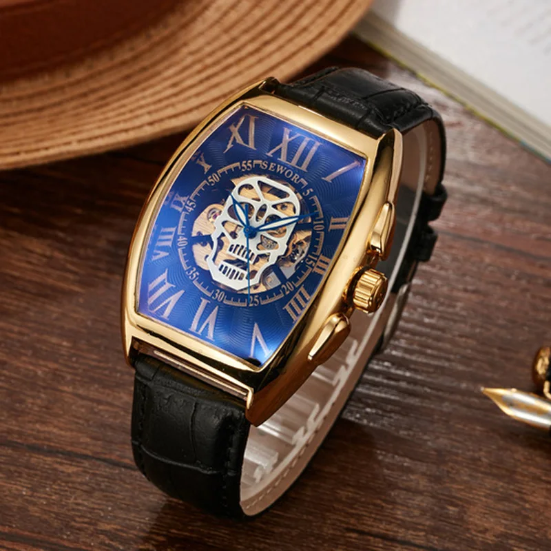 Мужские механические часы с черепом автоматические наручные Sewor мужские Модные