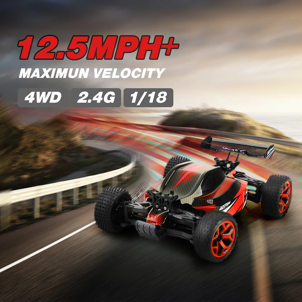 Радиоуправляемая машина 2 4G высокоскоростная 20 км/ч 1/18 рок ползаки Двойной Мотор