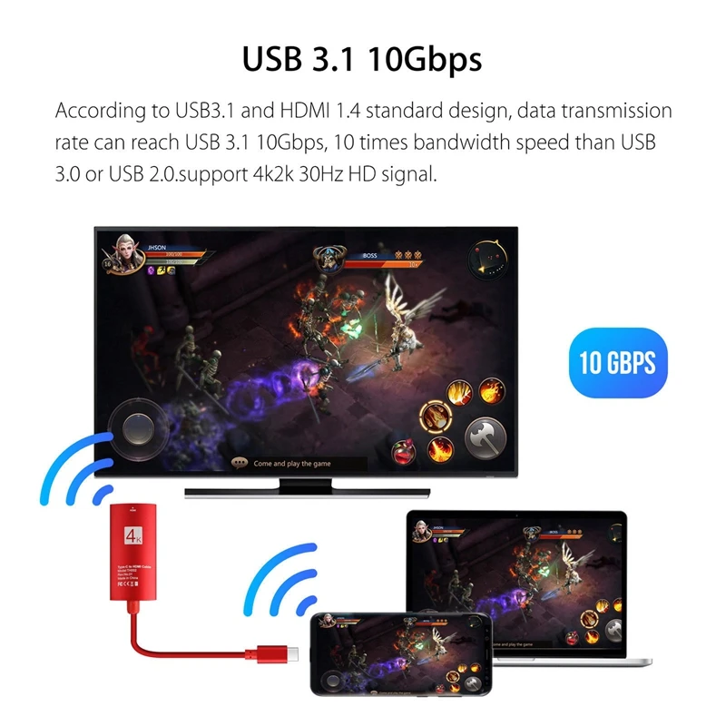 USB-C адаптер Type-C для HDMI HDTV 4K x 2K UHD Type C Samsung Galaxy S9 S8 + Note 8 20 см | Электроника