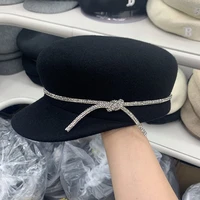 2021 new fashion wool felt hat for women warm 100wool winter hat beret newsboy cap black casual lady luxury hat visor casquette