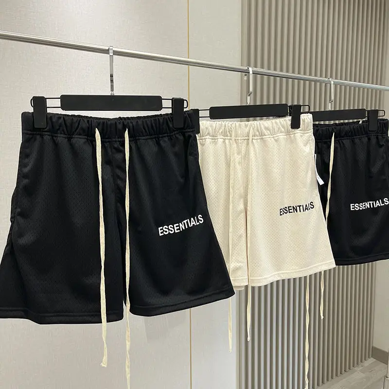 

Fw22 essentials Male shorts Season 5 High Street Stripe Ribbon Mesh Sport men Casual Shorts Basketball SUMMER MAN PANT