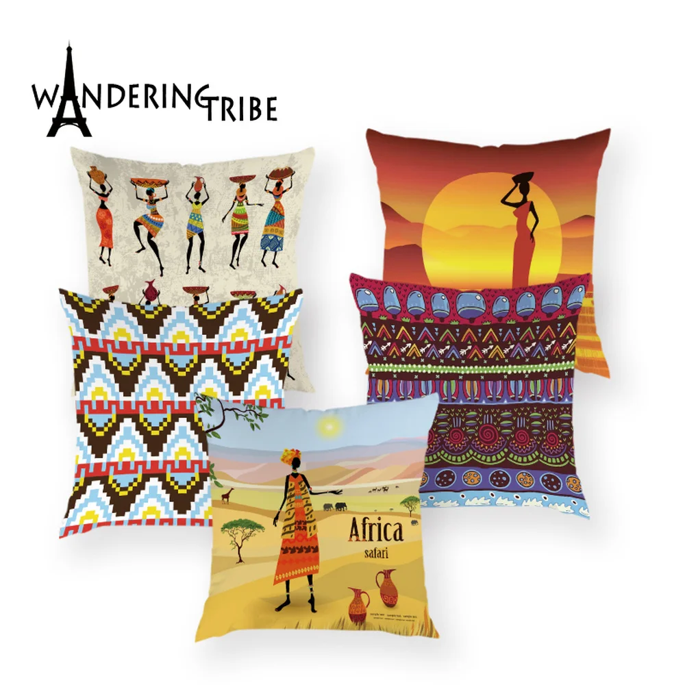 Наволочка в африканском стиле классические геометрические подушки для