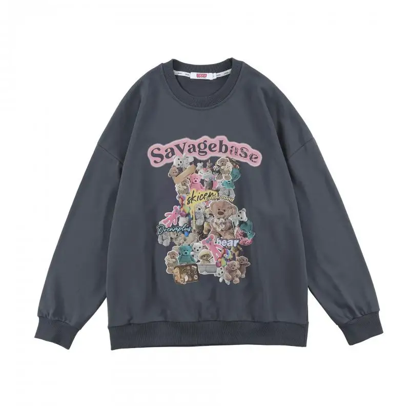 Японский ретро медведь для влюбленных осень и зима плюс бархатный плотный свитер