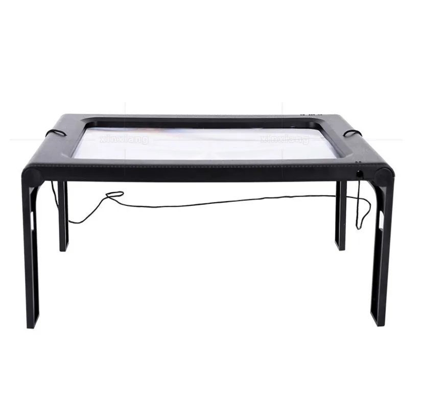 

2.5X 6pcs LED Lamps Desk Type Foldable Reading Magnifying Glass USB Illuminated Desktop Hanging Magnifier