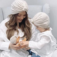 mother baby donut hat soft cotton turban for baby girls bonnet beanies children headwrap nwborn hospital hats parent child caps