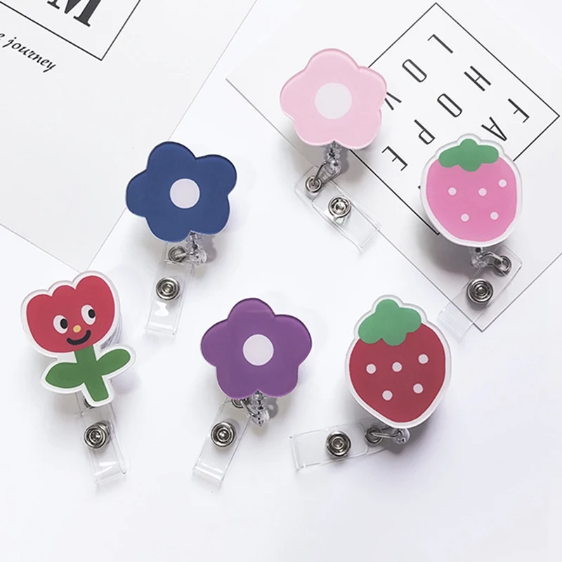 

1PC Mini Colorful Cartoon Retractable Badge Reel Lanyard ID Name Card Badge Holder Clip Student Nurse Badge Holder School Supply