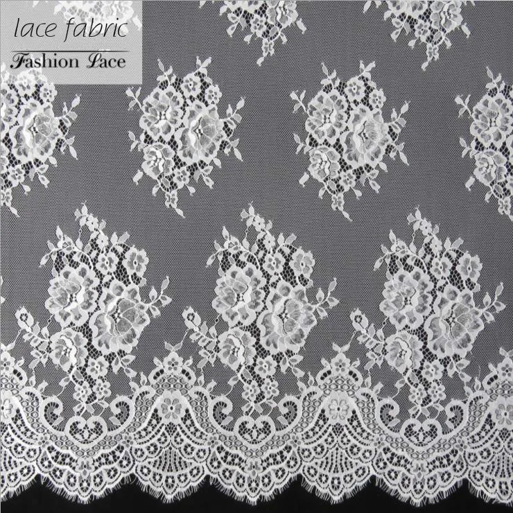 Кружевная ткань с французскими ресничками 3 м/лот 150 см кружевная нейлоновая