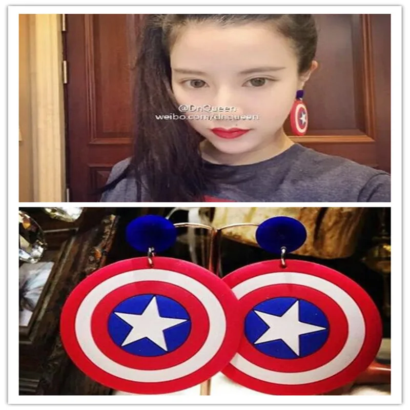 Акриловые сережки-гвоздики с подвеской в стиле фильма Капитан Америка для