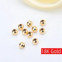 10 pcs 18k gold metal beads 3mm round smooth spacer loose beads for jewelry bracelets necklace making diy accessories
