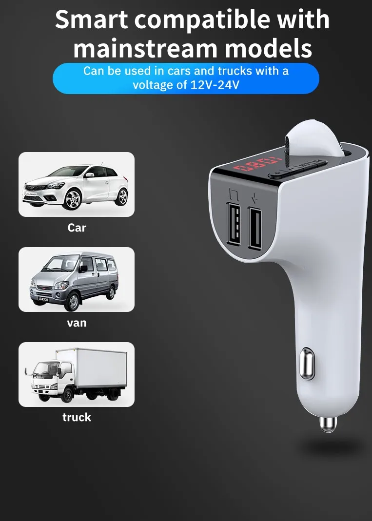 Автомобильный FM-трансмиттер PITMEN Bluetooth-гарнитура с функцией Hands-Free MP3-плеером USB Type-C