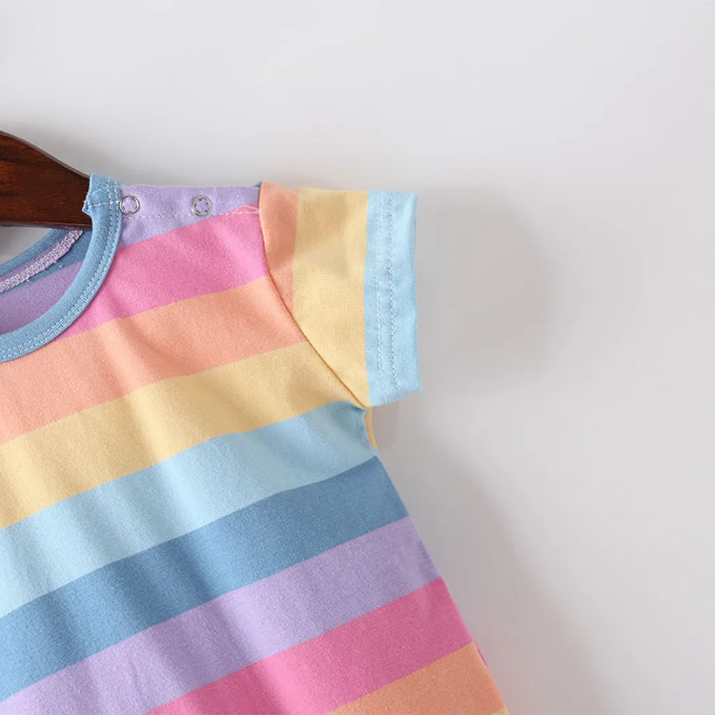 Lovely Newborn Baby Rompers 2019 Winter Rainbow Striped Romper Short Sleeve Cotton Wings Warm Jumpser Bodysuit Clothes Y926 |