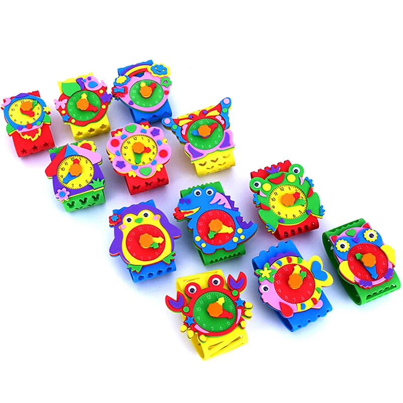 

New DIY 3D EVA Foam Craft Sticker Handmade Watch Clock Learning Kids Kindergarten Educative Games New Toys