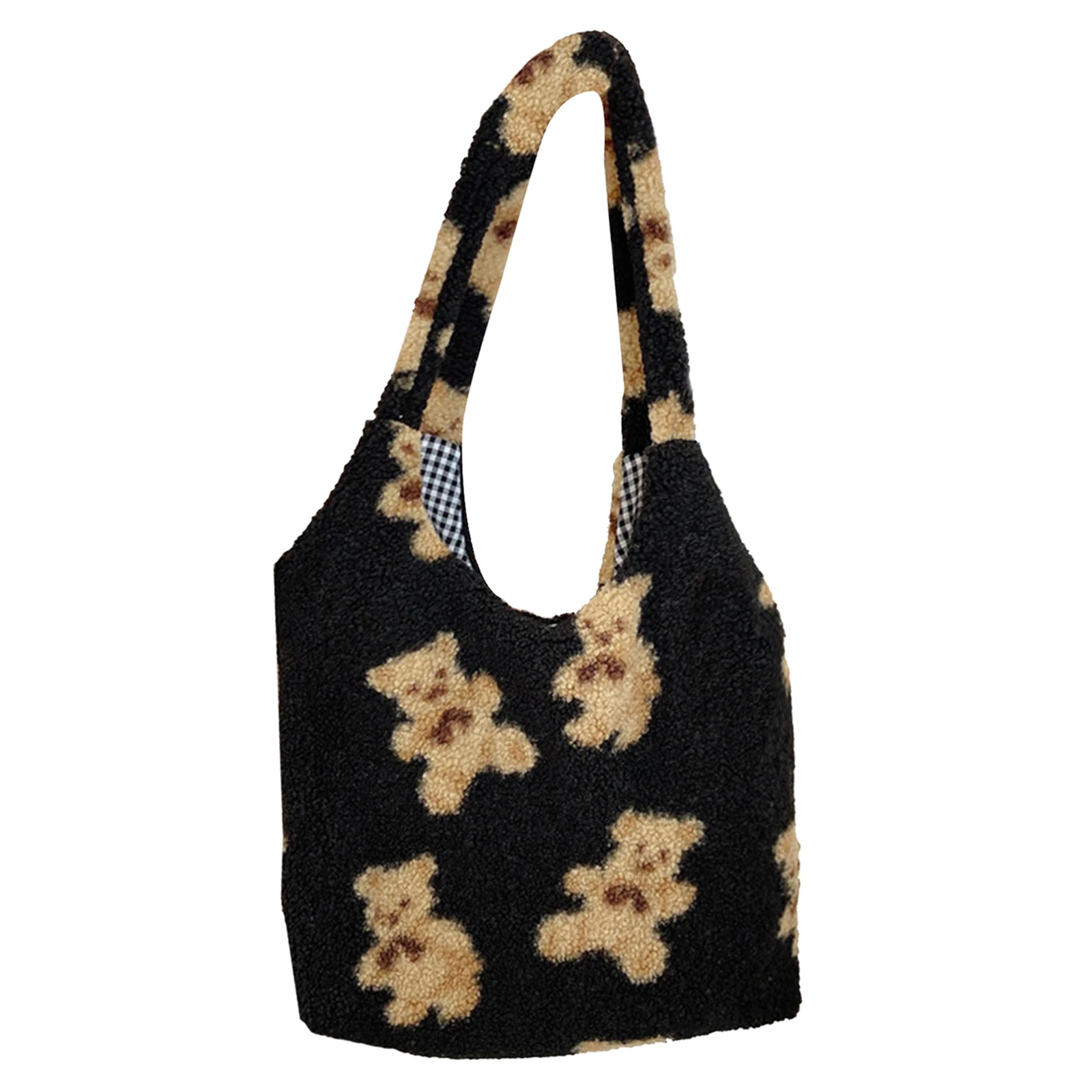 

Girls Cute Cartoon Canvas Purses Simple Warm Cloth Women Small Plush Tote Handbags