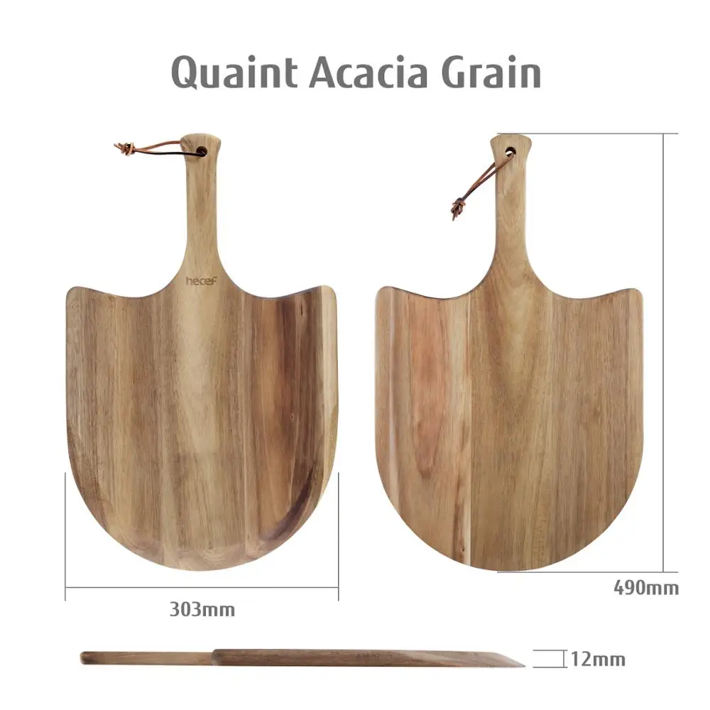 Hecef древесина акации 12 ”большая лопатка для пиццы и разделочная доска