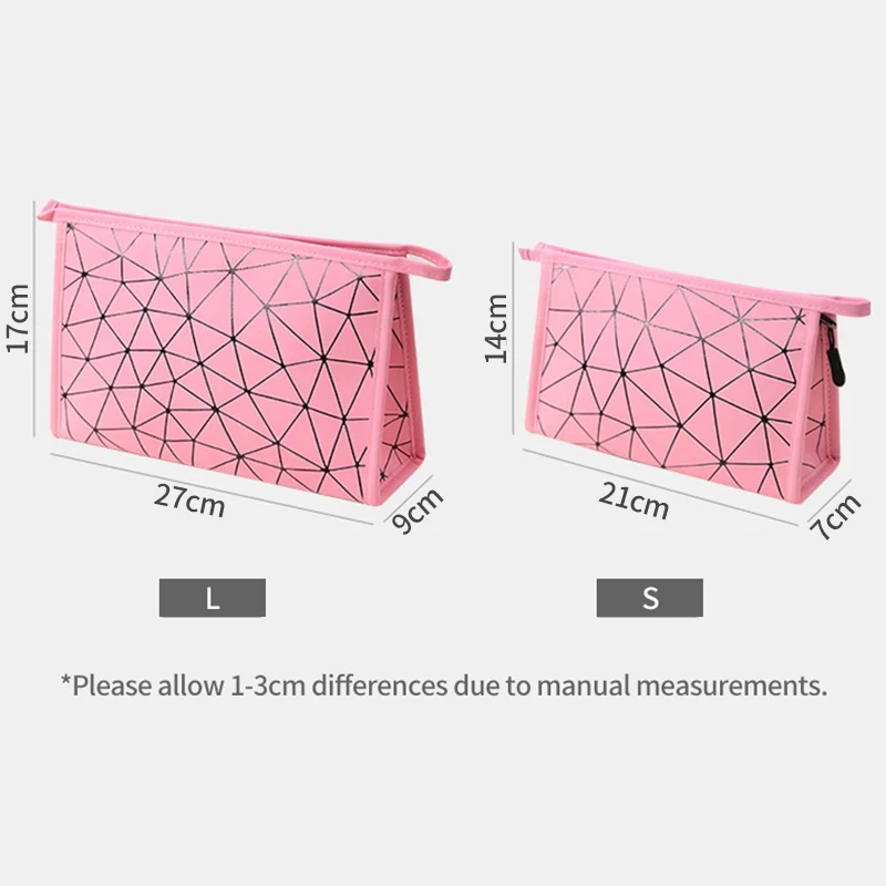 

Women Cosmetic Storage Bag Female Travel Makeup Bags PU Leather Portable Handbags Diamond Lattice Waterproof Pack Solid XA306M