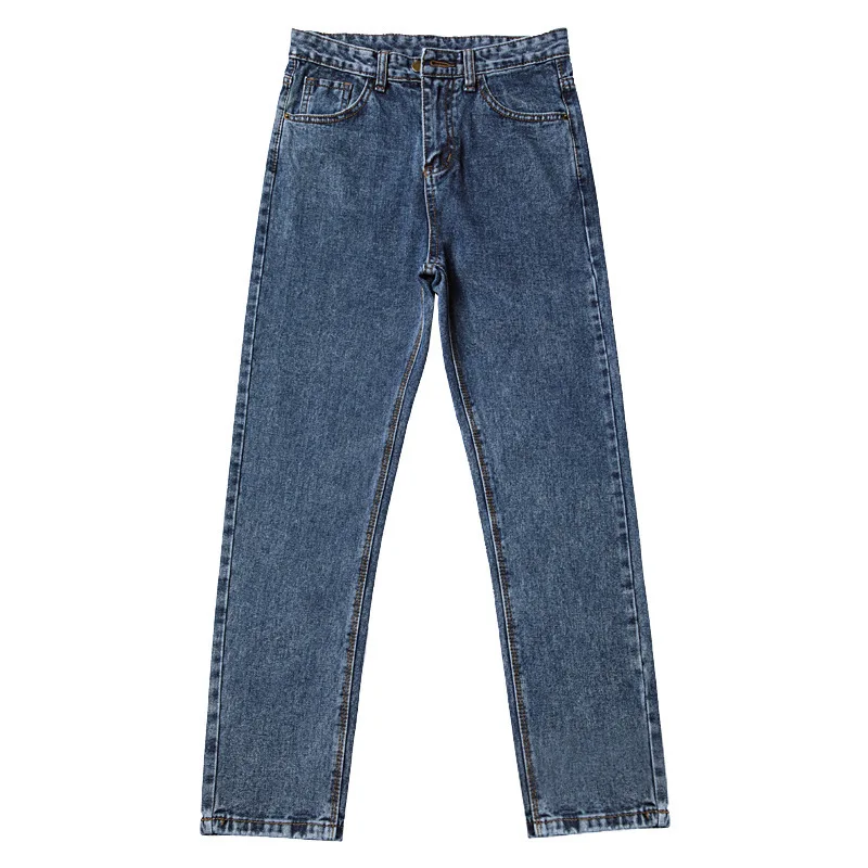 

Vintage Woman Jeans 2019 Summer Autumn Casual Boyfriend Wide Leg Denim Pants Streetwear High Waist Cuffs Straight Jeans