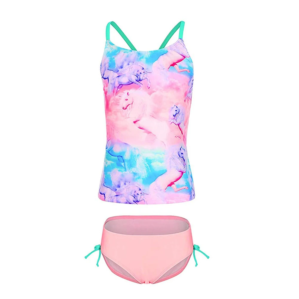 Купальный костюм из двух предметов для девочек Топ на бретелях Детские купальные