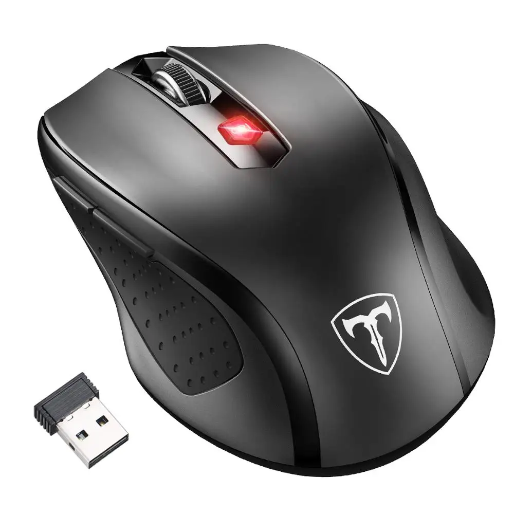Black Mouse VicTsing 2,4G Беспроводной Мышь 3-х уровневый Точек на дюйм 6-кнопочная компьютер Мышь эргономичный, удобно лежит в руке Мышь для Win 10/8/7/Vista/XP/ПК/ноутбук - Цвет: Black Mouse