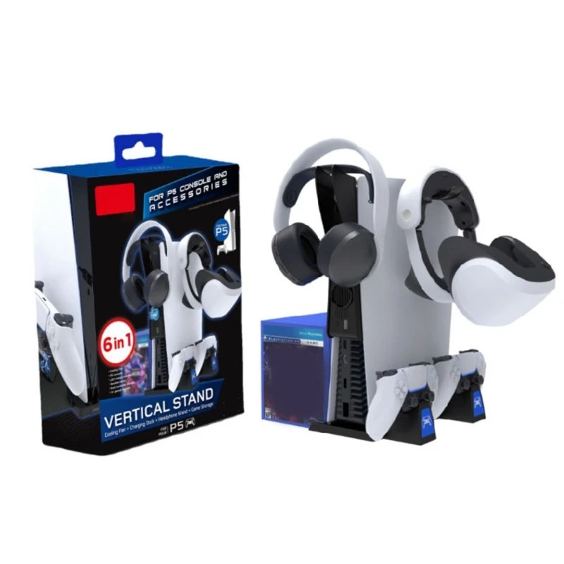 

Upgraded Vertical Stand with 3 Cooling Fans & Extra USB Port for PS5